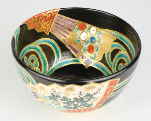 栗山園オンライン通販部 / 【出物】 仁清黒扇面流茶碗 久世久宝