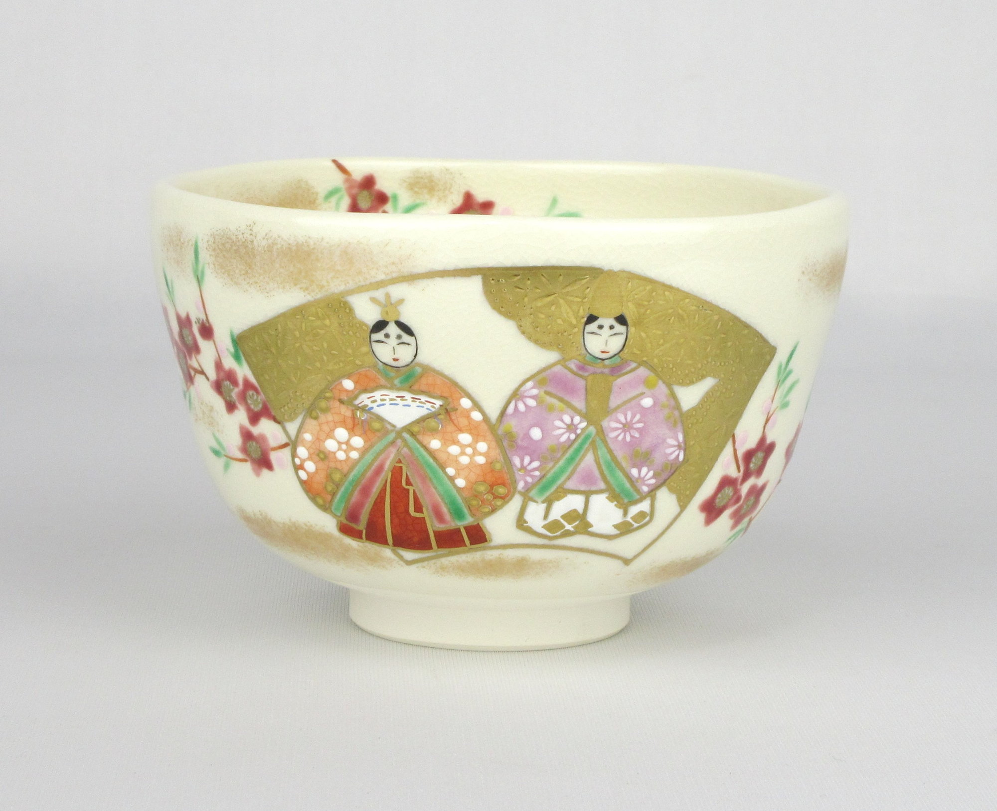 栗山園オンライン通販部 / 新品 仁清扇面立雛茶碗 山岡善高