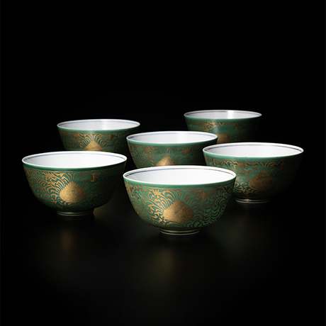 No.36 青金襴手向付 六人 / A set of 6 deep bowls, gold leaf