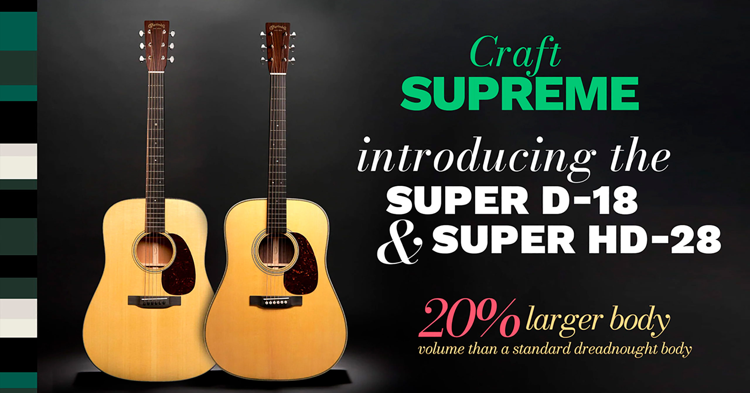 通常のドレッドノートよりも容積が20％増えた Super D-18 と Super HD