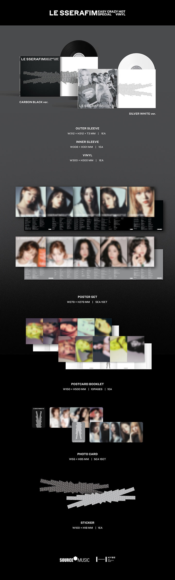 LE SSERAFIM - [EASY CRAZY HOT] Special Vinyl CARBON BLACK Version