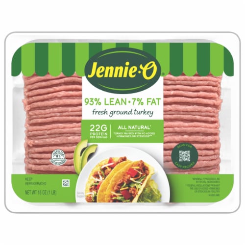 JENNIE-O All Natural* 93% Lean/7% Fat Fresh Ground Turkey, NET WT