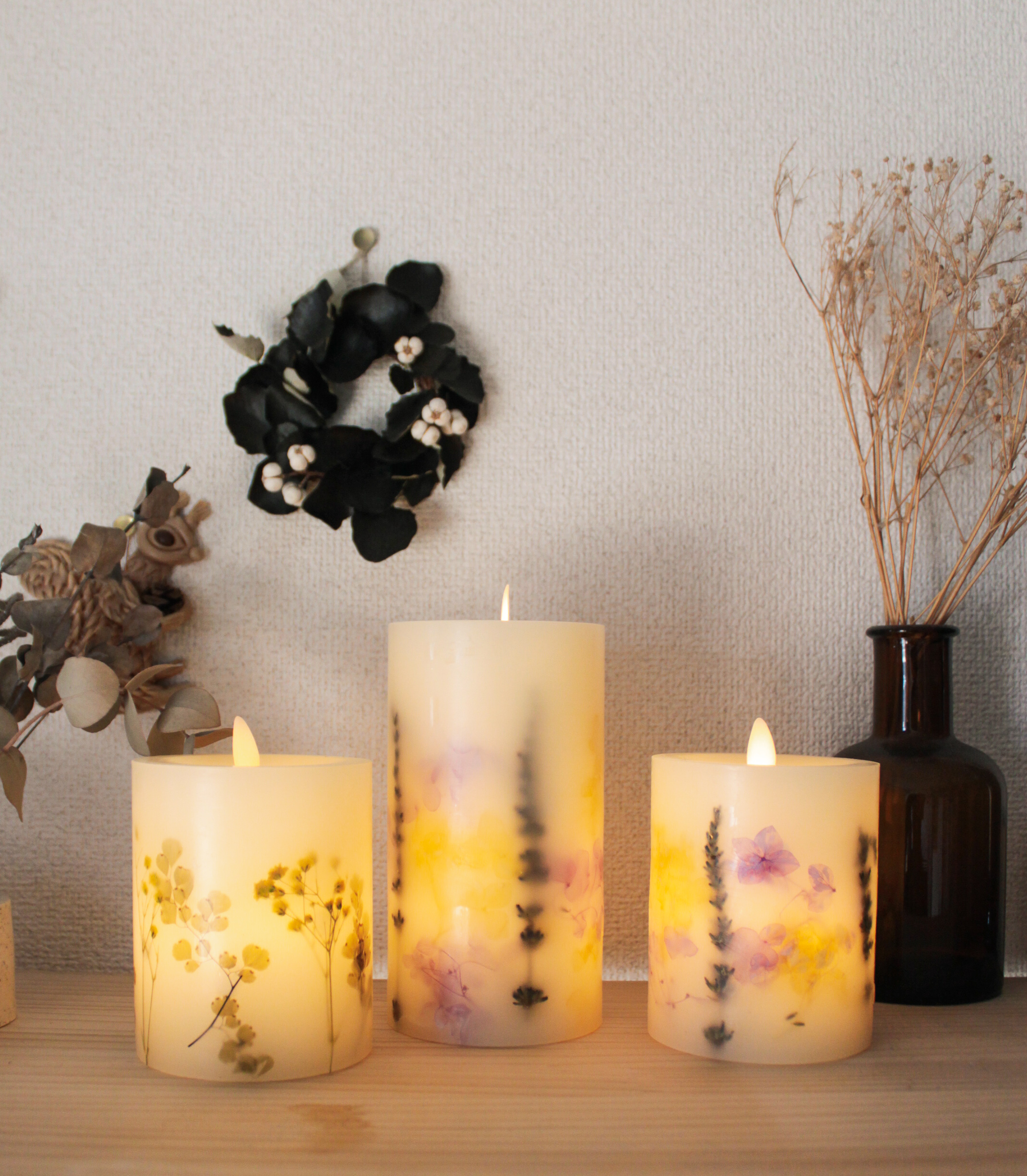 KEY STONE / フレームレスフリッカーキャンドル フラワー ショート レッド