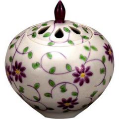 香炉/香立て》九谷焼香炉：ダマシン山水（木箱付・送料サービス）