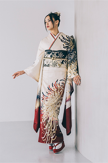 No.1143 【新品振袖/京友禅】【赤紫】品で洗練されたえんじ色と梅の花