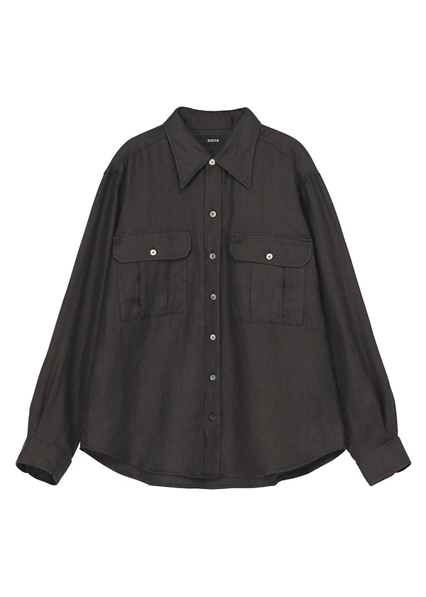 ゆっくりシーア 先行予約> ZUCCa / LINEN TWILL / シャツ(XL charcoal gray(25