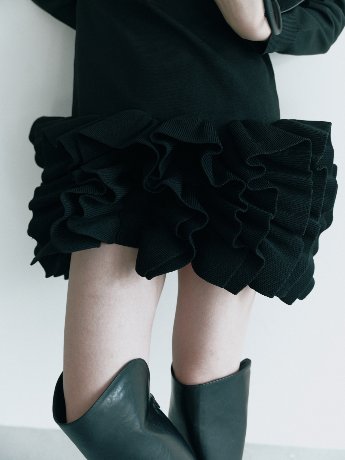 Ruffled-Hem Polo Dress - HIAND