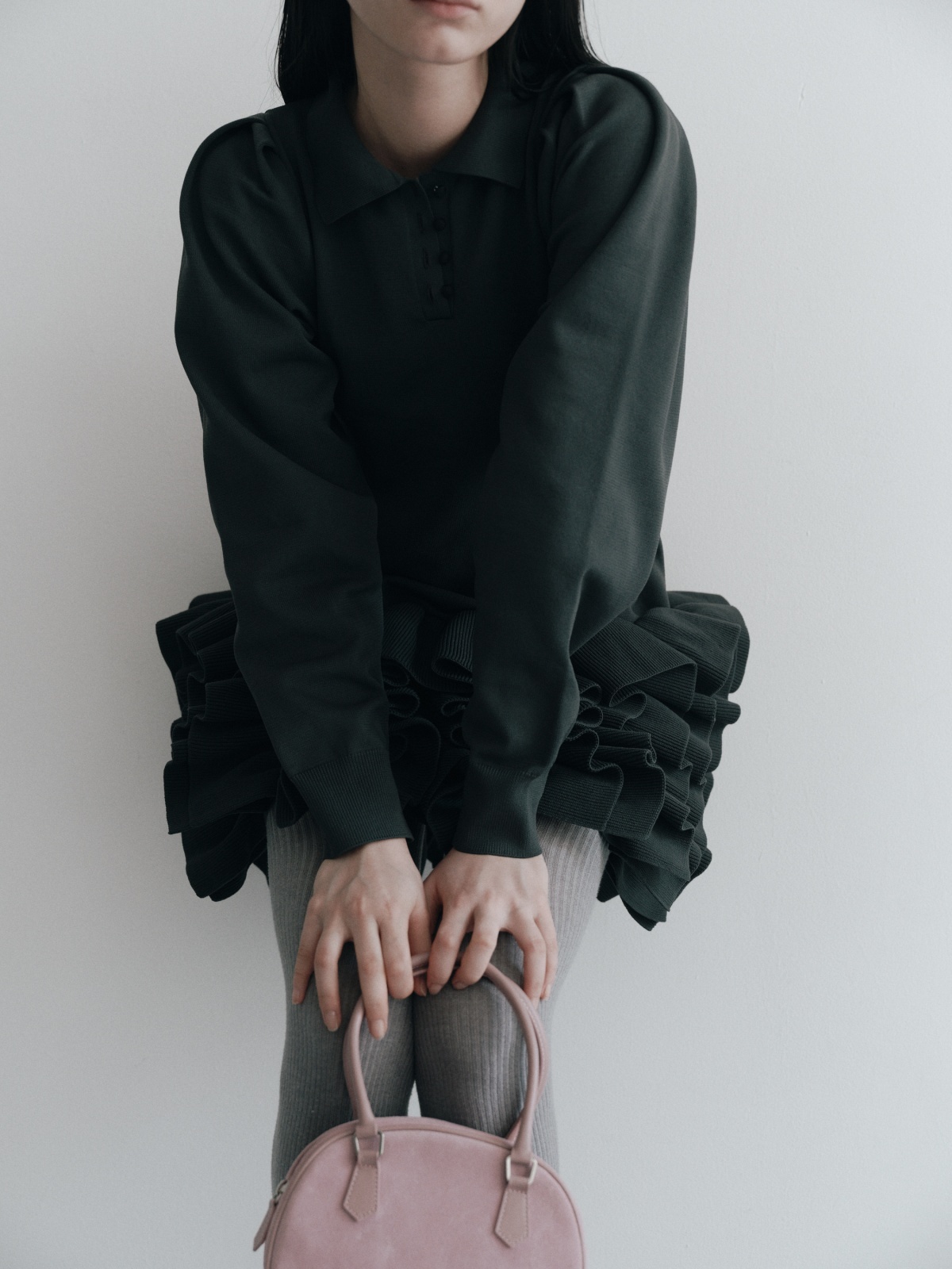 Ruffled-Hem Polo Dress - HIAND