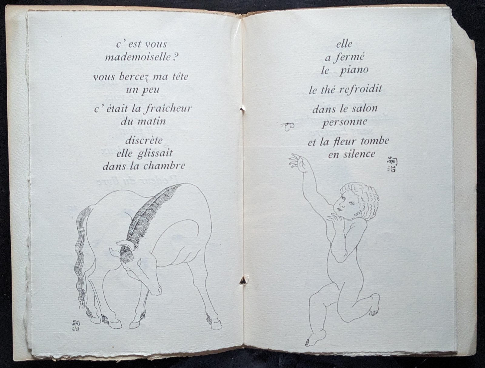 藤田嗣治・挿絵本第1作 小牧近江「数篇の詩」仏文 Quelques Poemes