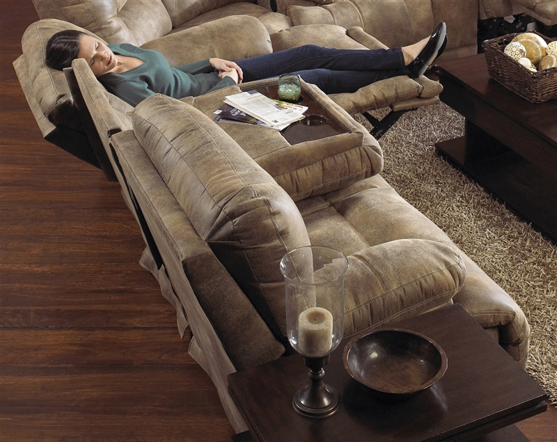 Voyager POWER Lay Flat Reclining Sofa with Drop Down Table by
