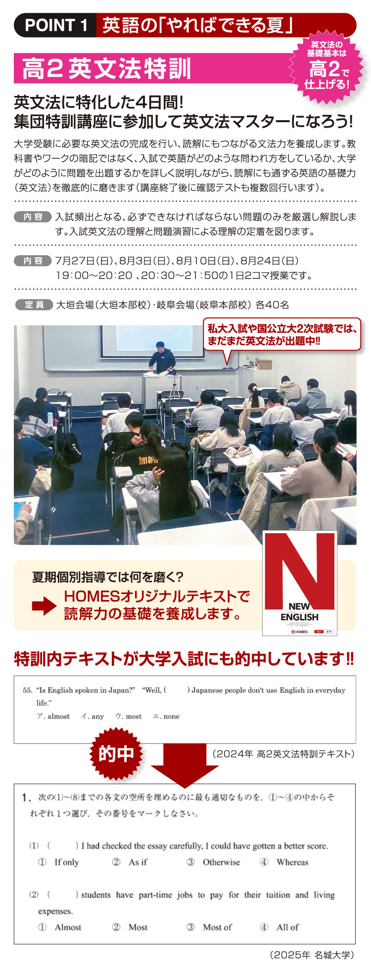 夏期講習2025 | 高2生 | 岐阜県・愛知県・滋賀県・東京都のHOMES個別