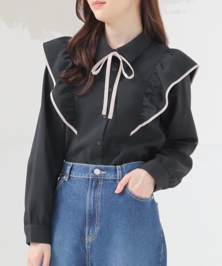 リボン付フリルブラウス: トップス｜ハニーズ公式通販