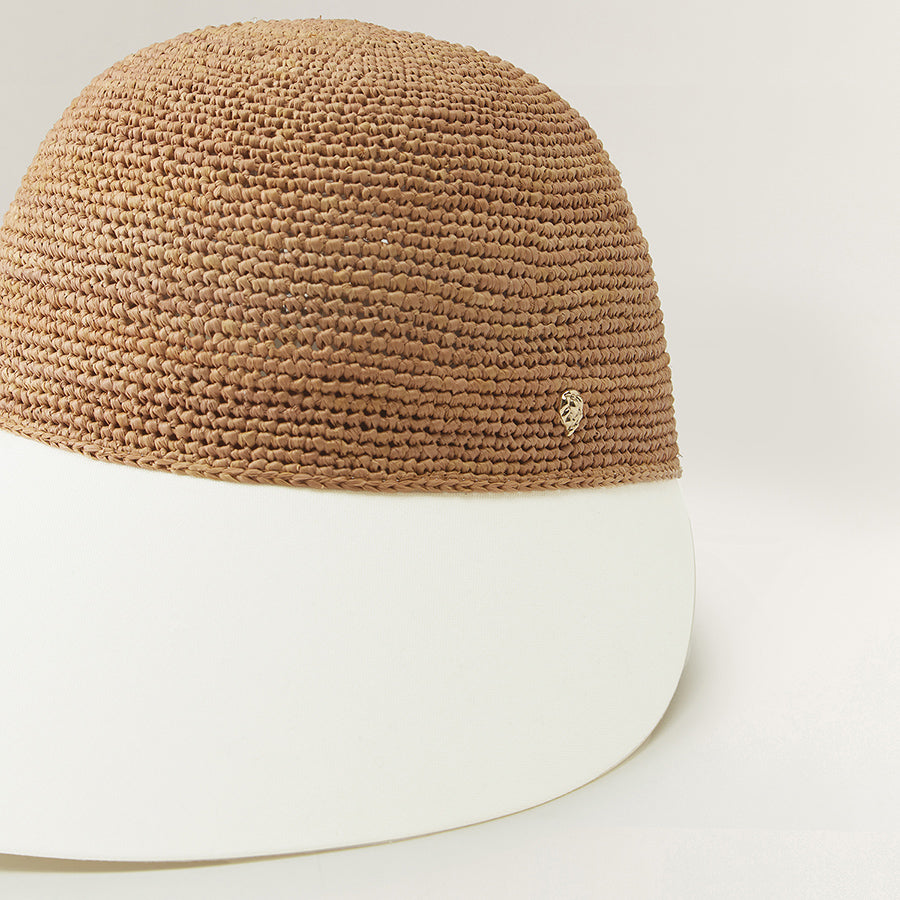Shop Blaise Wide Peak Cap in Nougat/Off White | Helen Kaminski