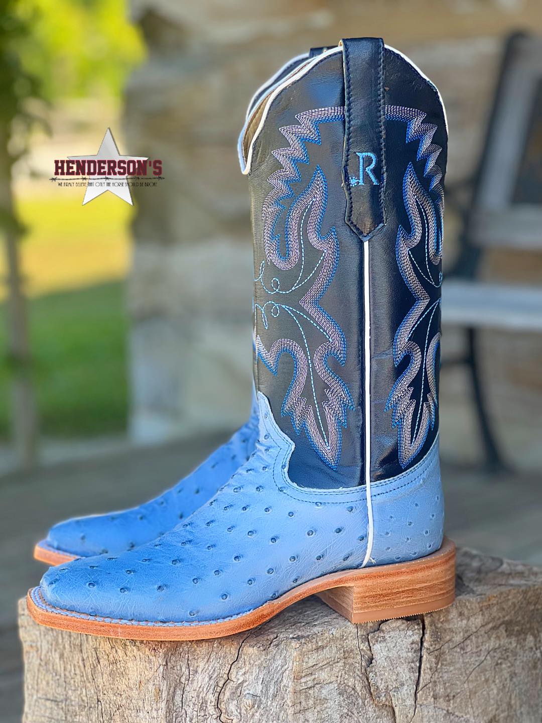 Denim Bruciato Full Quill Ostrich by R. Watson | Henderson's