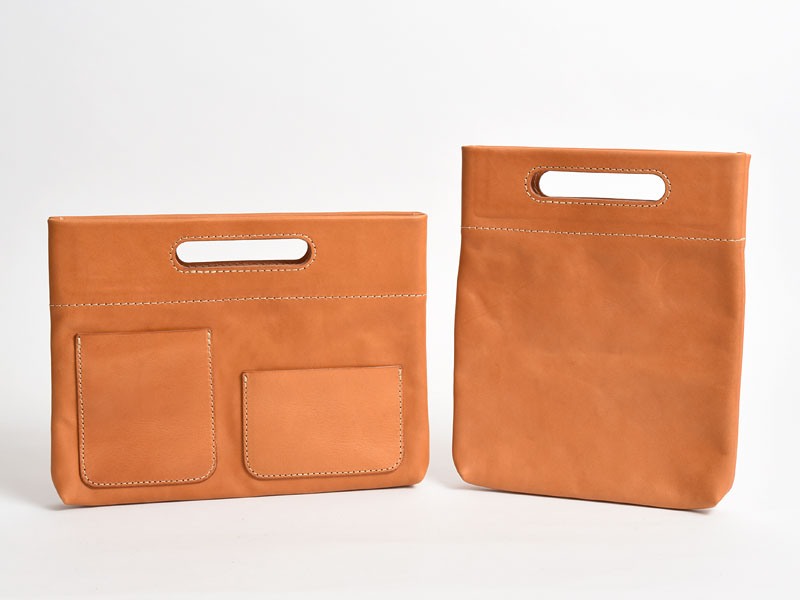 リュックを整理できる持ち手のついたA4・A5縦型バッグインバッグ / 革