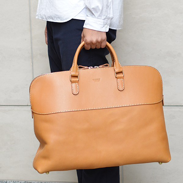 ハードとソフト革コンビの2本手ファスナービジネスバッグ / 革鞄のHERZ