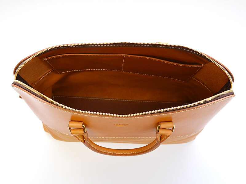 ハードとソフト革コンビの2本手ファスナービジネスバッグ / 革鞄のHERZ