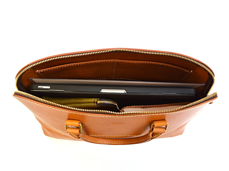 ハードとソフト革コンビの2本手ファスナービジネスバッグ / 革鞄のHERZ