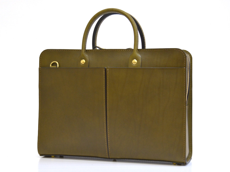 前後面に大きなポケットが付いた人気の総革2wayビジネスバッグ / 革鞄