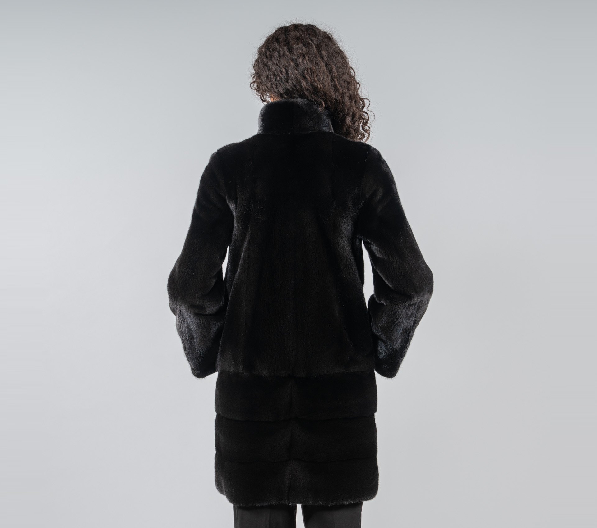 Black Nafa Long Mink Fur Jacket- 100% Real Fur