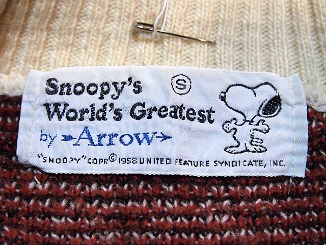 1970s【Arrow】スヌーピージャガードセーター - 古着屋HamburgCafe