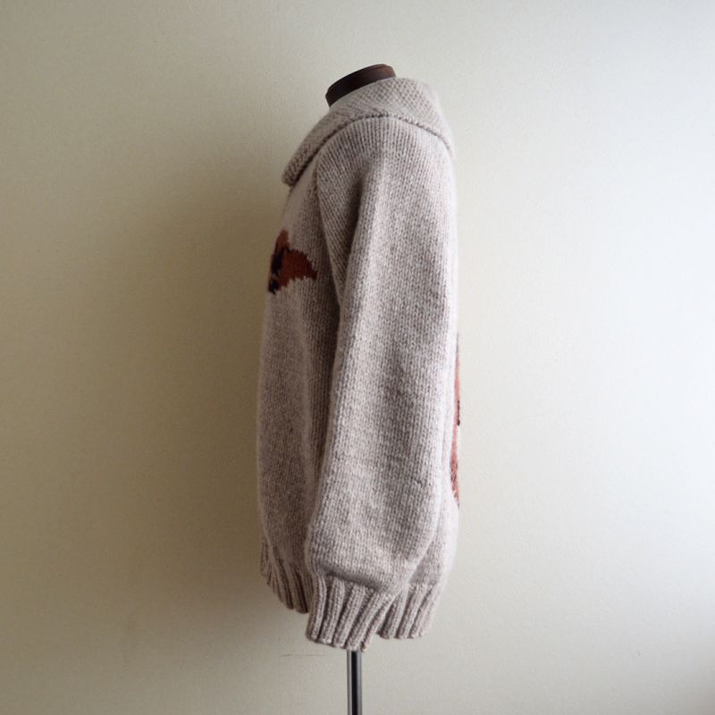 1960s〜 カウボーイ柄カウチンセーター 実寸ML - 古着屋HamburgCafe