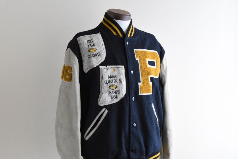 1980s HOLLOWAY 袖レザースタジャン 