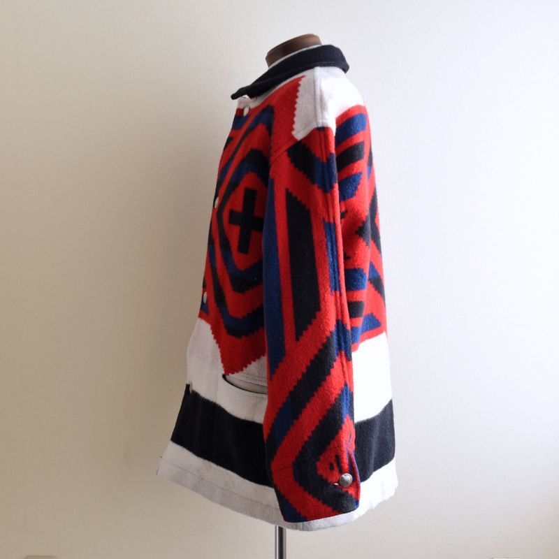 ネイティブ柄ウールブランケットコート 実寸L - 古着屋HamburgCafe