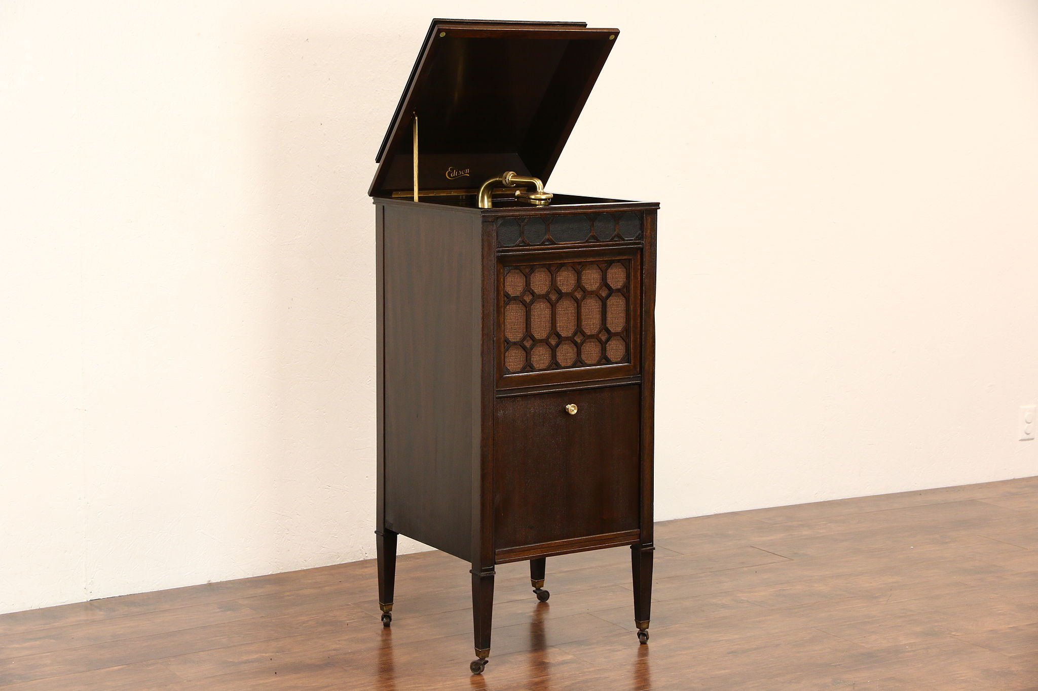 Edison Model S 19 Mahogany Antique Wind Up Record Player, Pat. 1916