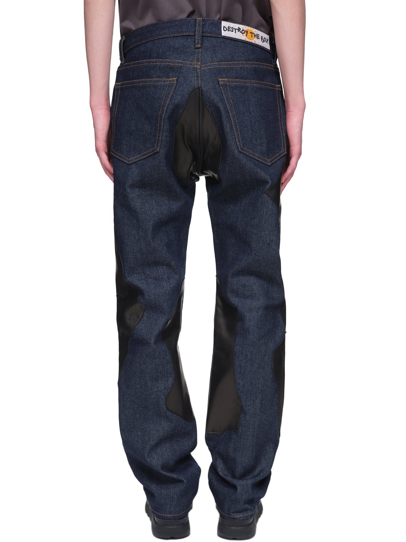 Destroy The Box Leather Accent Jeans | H. Lorenzo