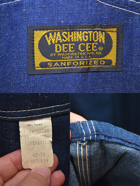 60's WASHINGTON DEE CEE デニムオーバーオール ?NO WASH”pt-321