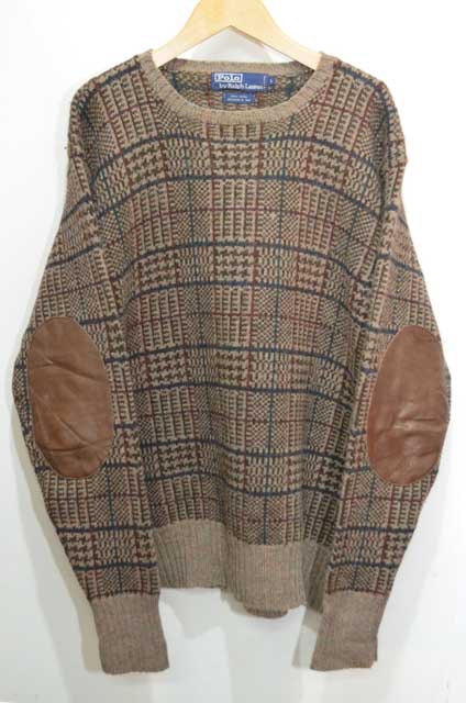 Polo Ralph Lauren チェック柄 ウールニット “エルボーパッチ付き