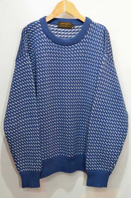 80's Eddie Bauer バーズアイ柄 コットンニット “レアカラー / 黒タグ