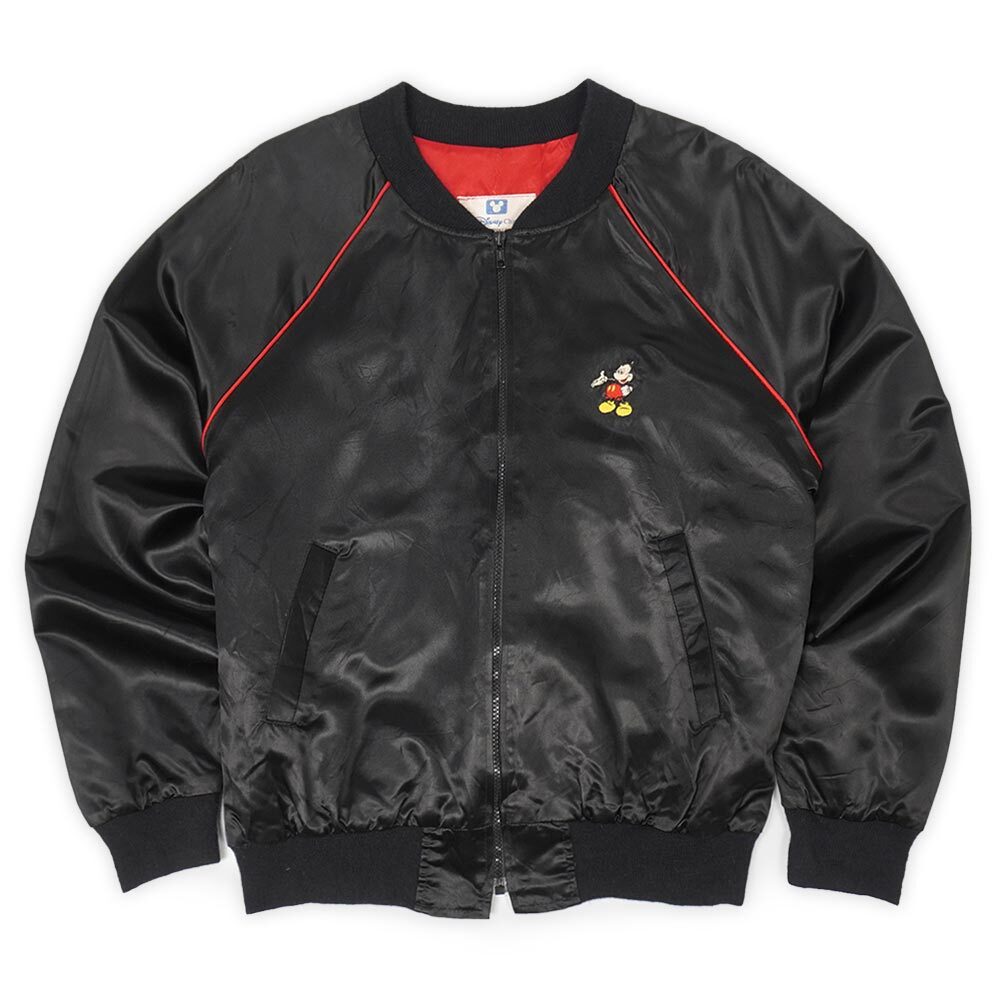 90's Disney Channel ロゴ刺繍 ナイロンサテンスタジャン