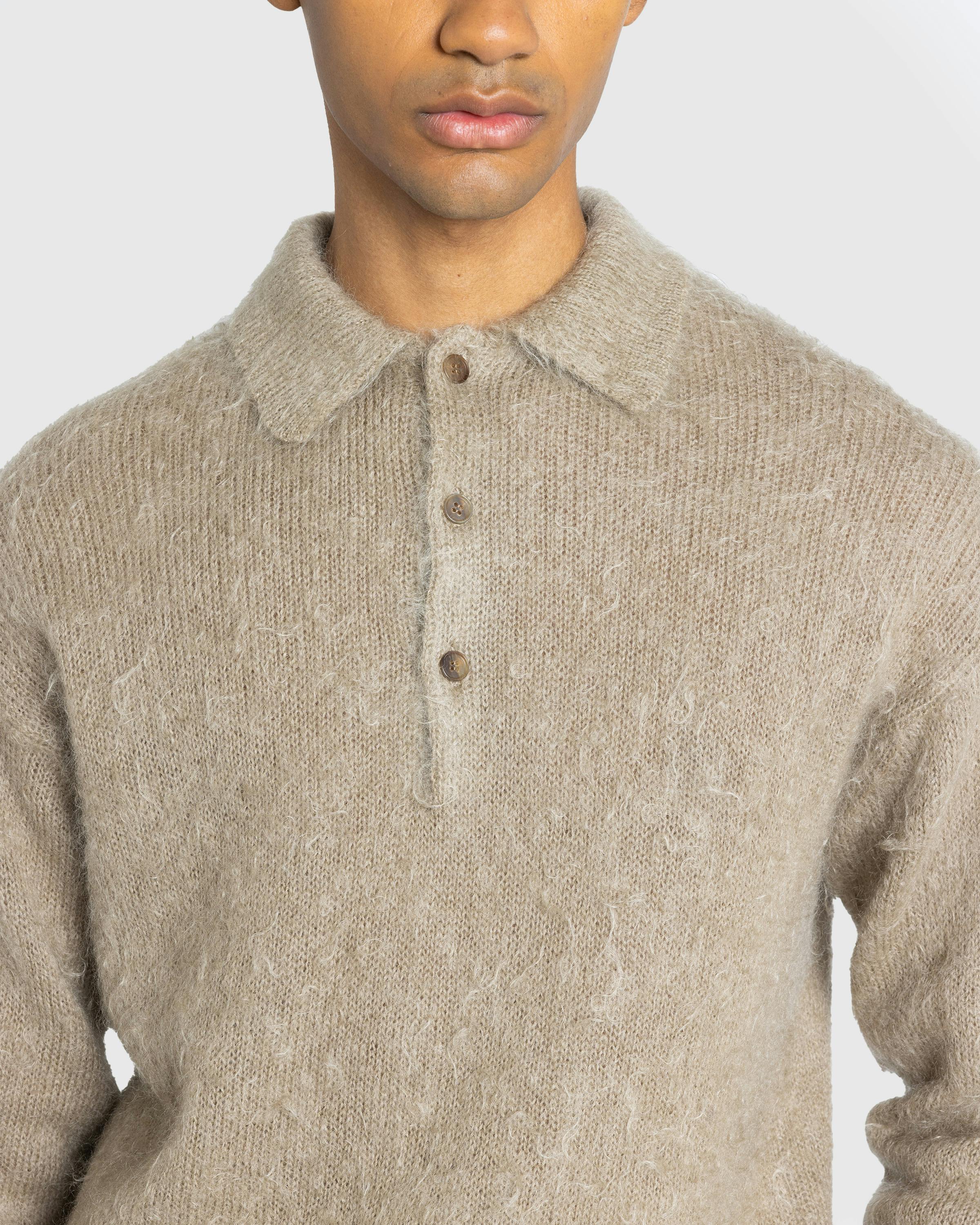 Auralee – Brushed Super Kid Mohair Knit Polo Grey Beige