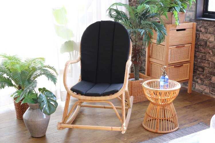 FC-1041 ラタン籐製ロッキングチェア｜布製3色から選べる・完成品