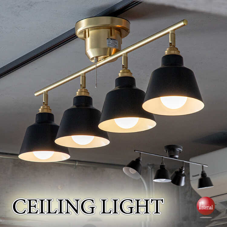 ANWIO シーリングライト 4灯 スポットライト ブラック（電池別売