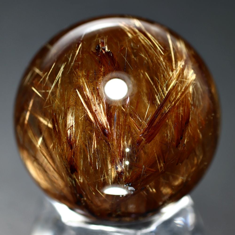 高品質++]ブラジル産ゴールドタイガールチルクォーツ丸玉/スフィア