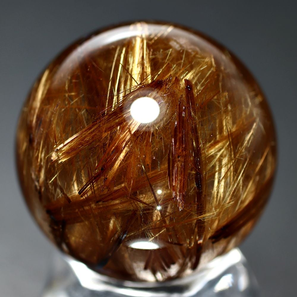 高品質++]ブラジル産ゴールドタイガールチルクォーツ丸玉/スフィア