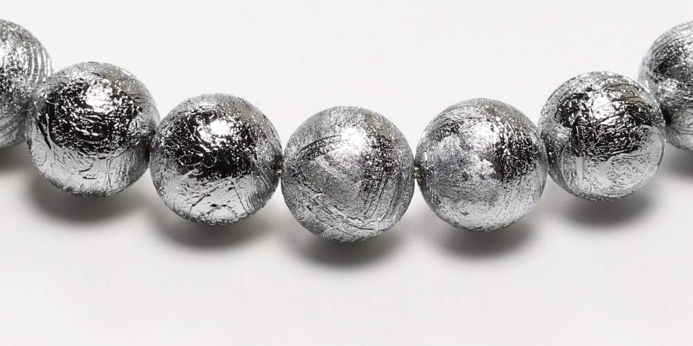 ナミビア共和国産]ギベオン隕石ブレスレット（約8mm玉/シルバーカラー