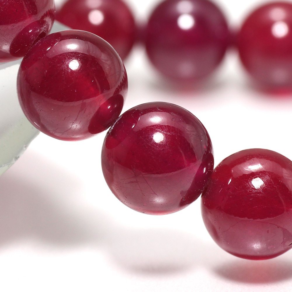 最高品質]宝石質ルビーブレスレット（約10mm玉） - 埼玉県吉川市の