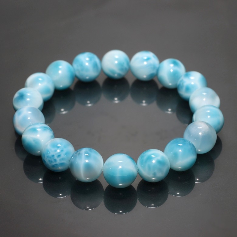 天然石ラリマー AAA 11.8mm玉のブレスレット-L1 天然ラリマー