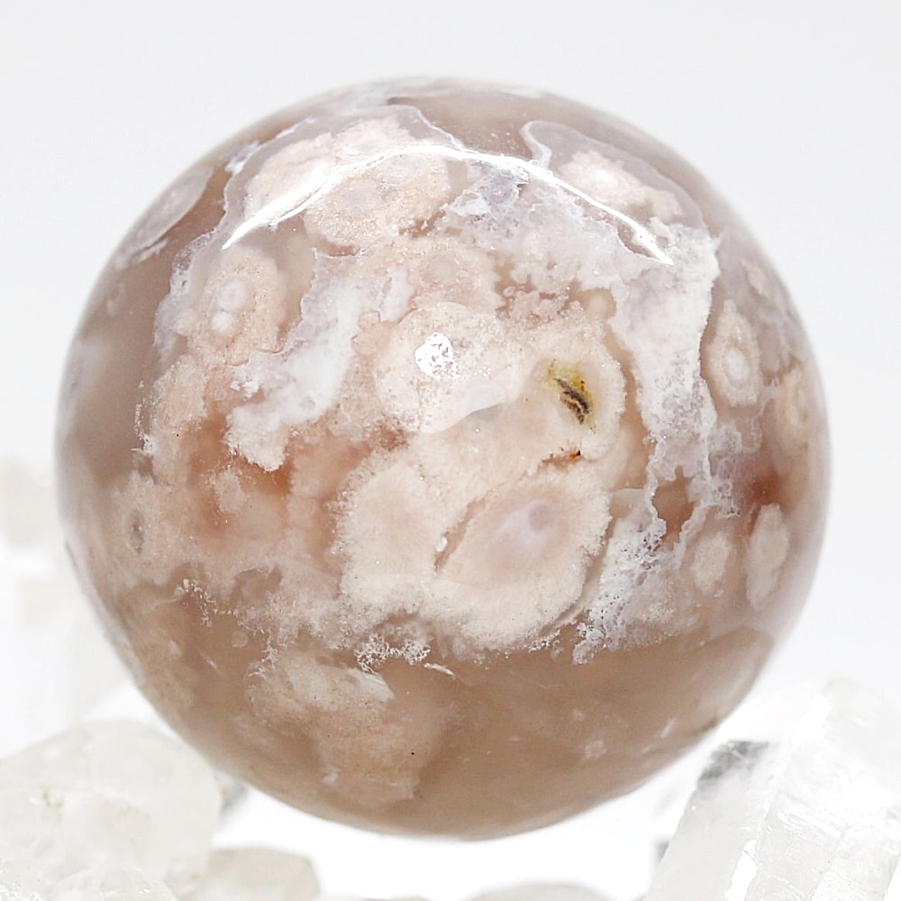 天然無着色]マダガスカル産チェリーブロッサムアゲートスフィア/桜瑪瑙