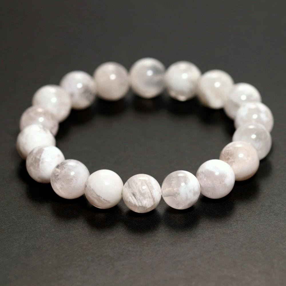 高品質]ホワイトセリサイトインクォーツブレスレット（約11mm玉