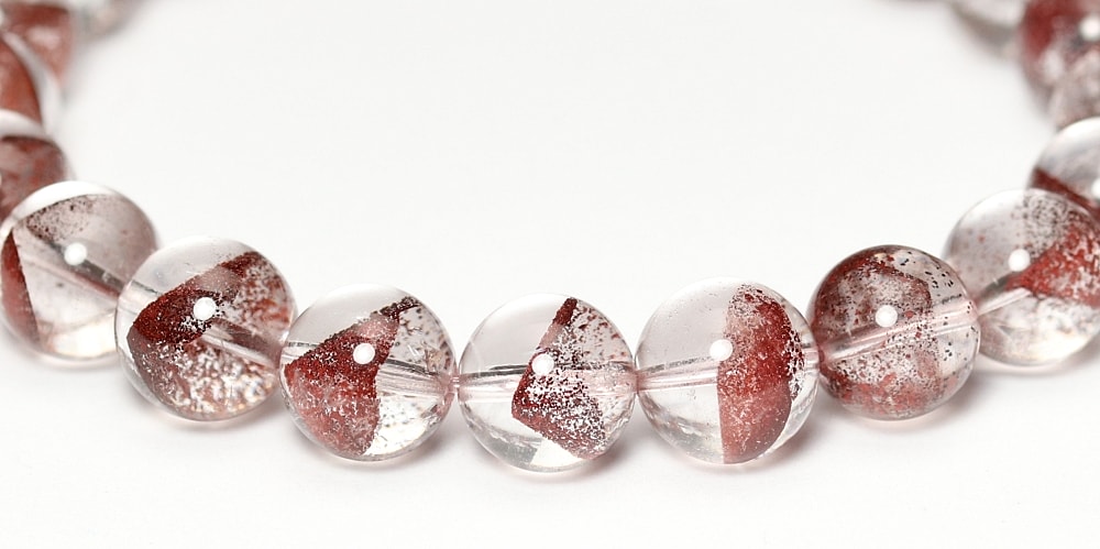 トップクォリティ]レッドファントムクォーツブレスレット（約9mm玉