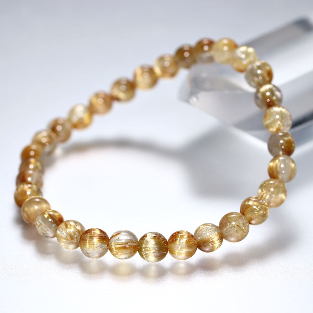高品質]キャッツアイルチルクォーツブレスレット（約6mm玉） - 埼玉県