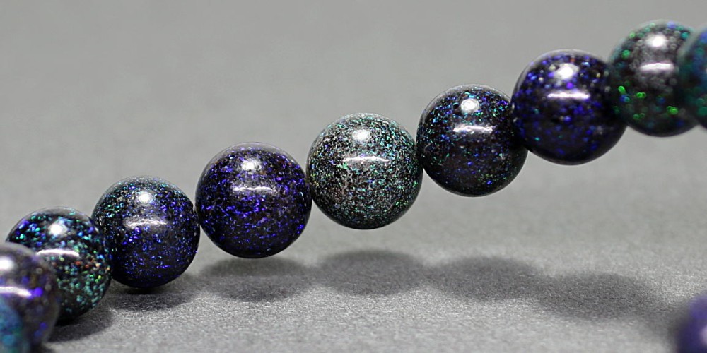 高品質++]ブラックマトリックスオパールブレスレット（約9mm玉