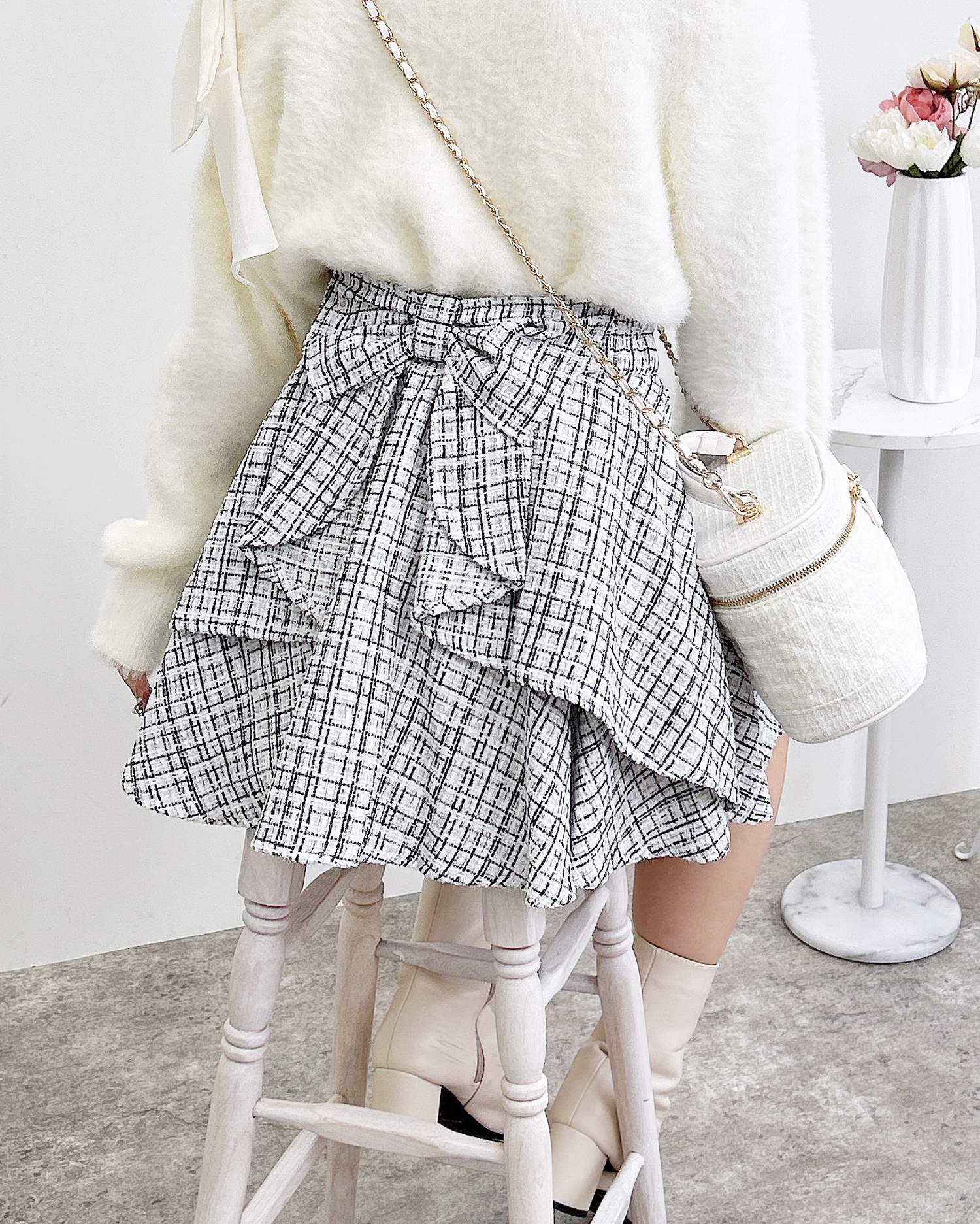 バックリボンツイードフレアスカパン｜INGNI(イング) 公式通販｜INGNI