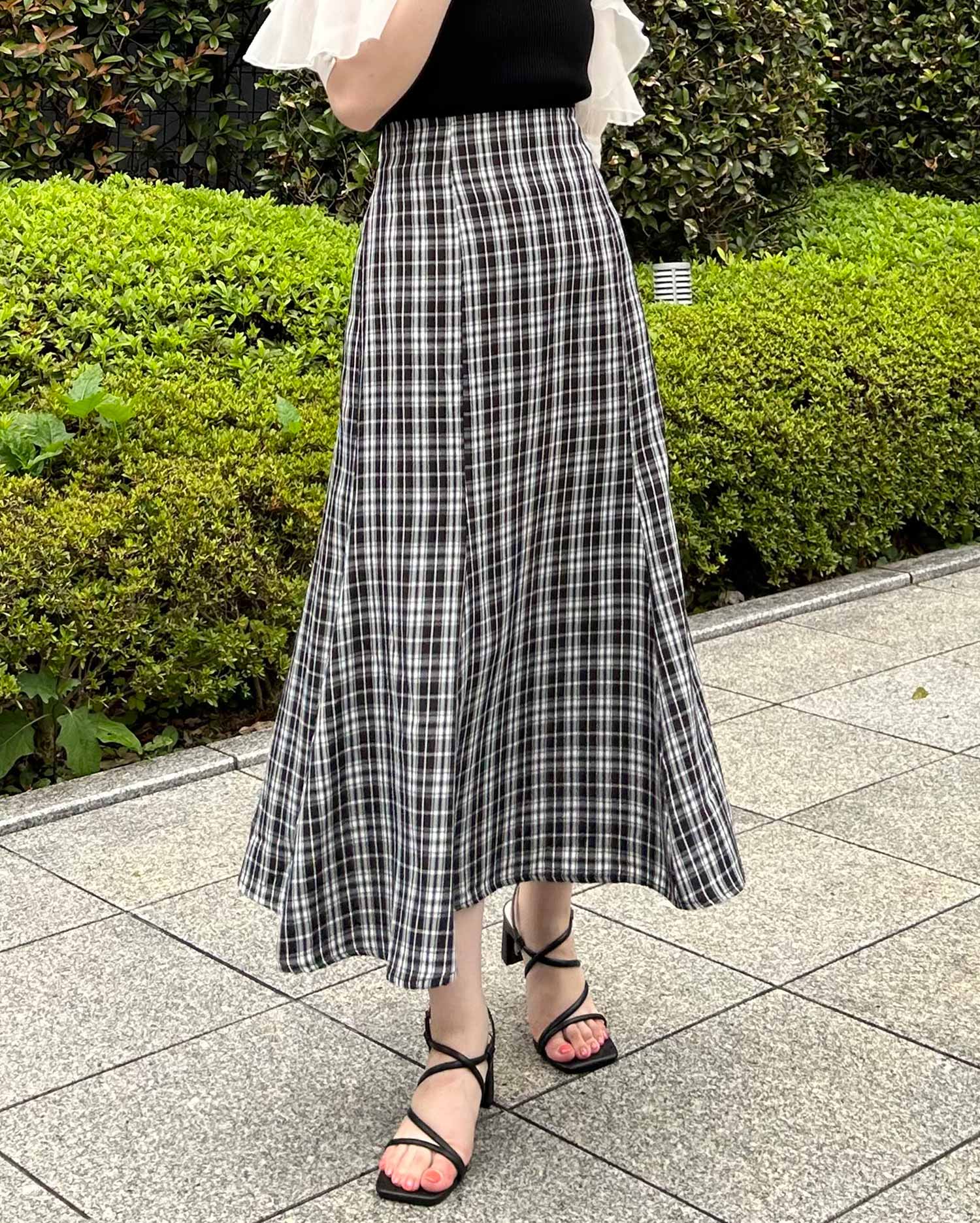 BackレースUPチェック柄マーメイド／スカート｜INGNI(イング) 公式通販