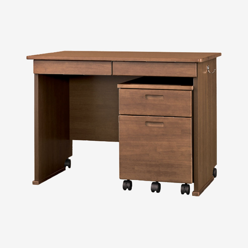 小島工芸 学習デスク「ラークアップ」ワゴン付き ミディアム色